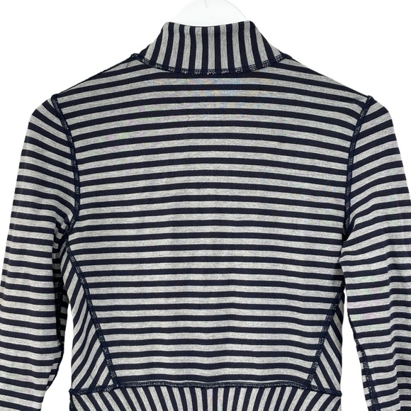 Soft surroundings navy blue gray striped Soft zip up Sweater Women size XS - Picture 10 of 12